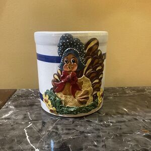 Robinson Ransbottom Pottery R.R.P.Co 303-E  Crock Roseville 1qt Hen‎ Vintage